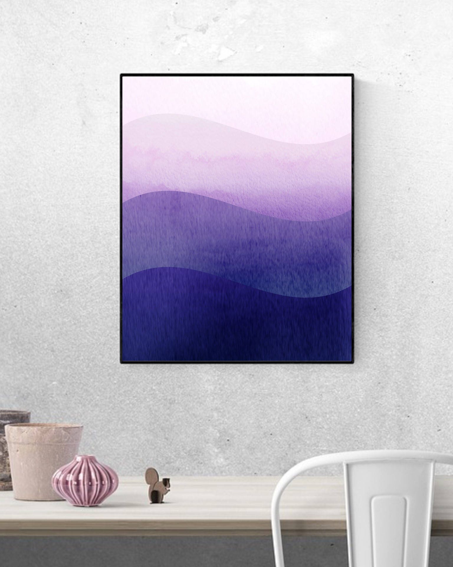 Ombre Waves Abstract Purple Wall Art Rayas onduladas Etsy España