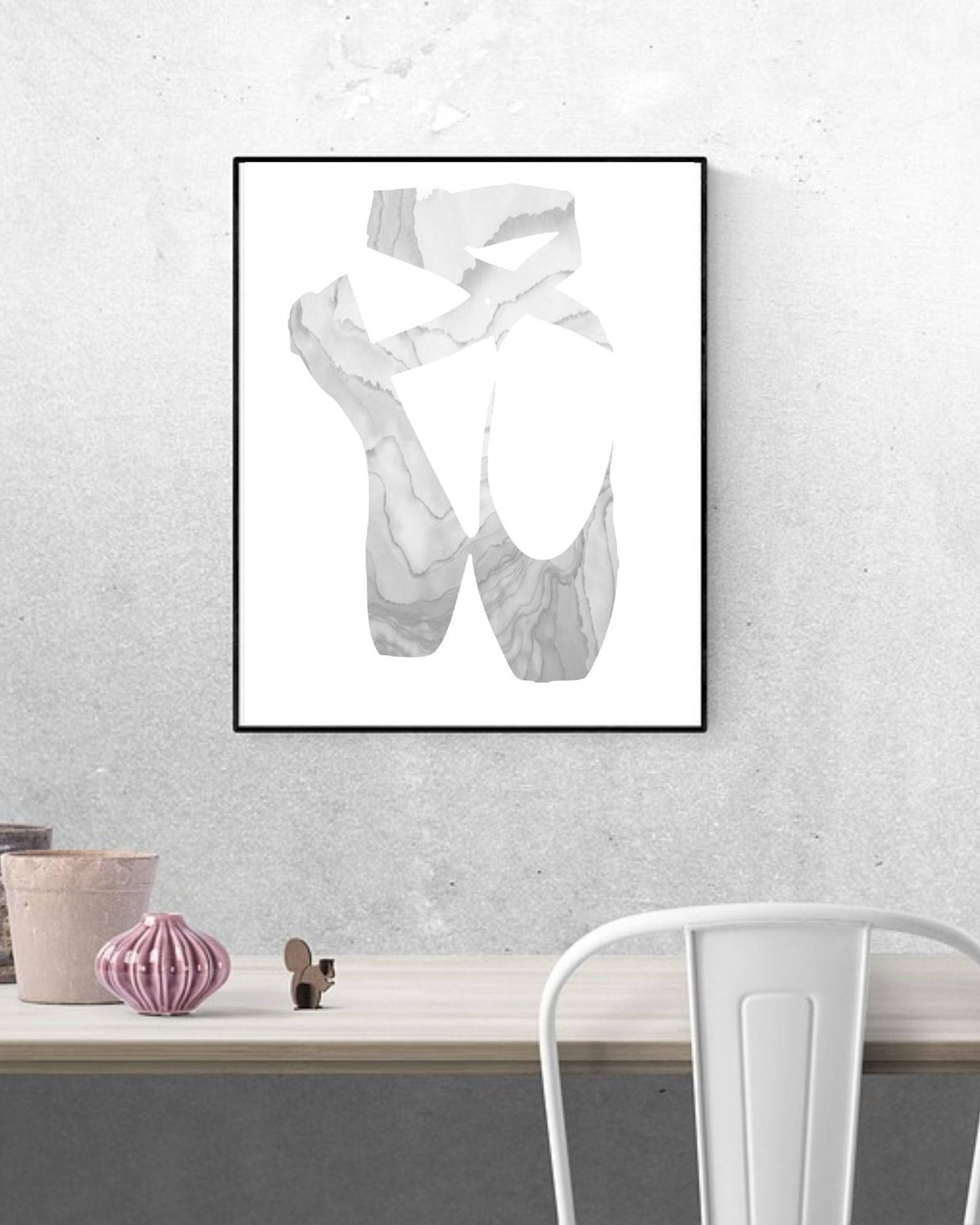 ballet shoes grey wall art - art - printable watercolor - modern minimalist poster - printable sign - digital print