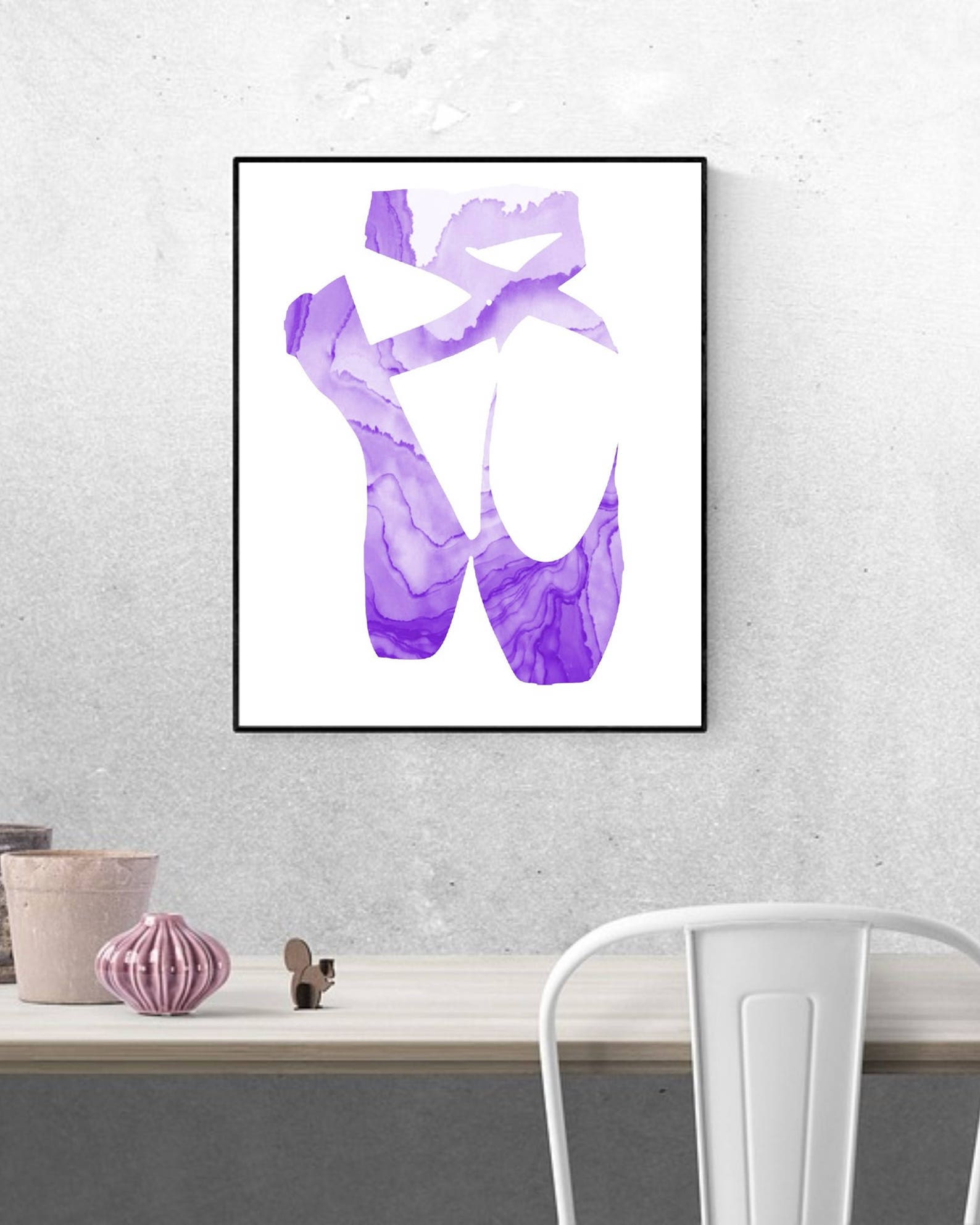 ballet shoes purple wall art - art - printable watercolor - modern minimalist poster - printable sign - digital print
