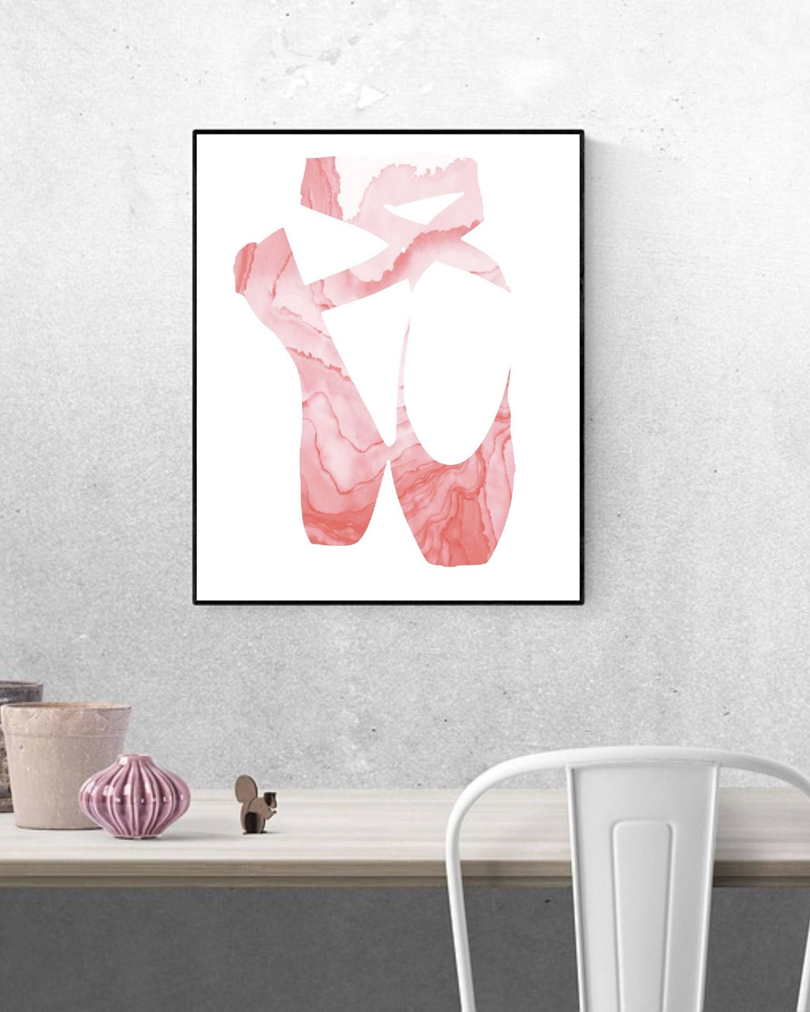 ballet shoes coral wall art - art - printable watercolor - modern minimalist poster - printable sign - digital print