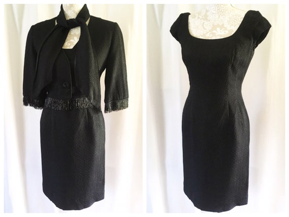 Stunning 1950's crepe beaded jacket & dress set |