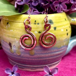 Handmade Copper Earrings, Unique Boho Earrings, Copper Dangle Earrings