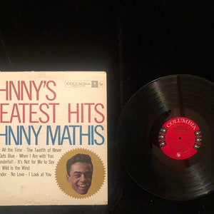 Originele Vintage 1958 Johnny Mathis Johnny&#39;s Greatest Hits Vinyl Record LP Columbia CL 1133