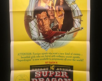 Original 1966 Secret Agent Super Dragon One Sheet Movie Poster Ray Danton, Karate, Kung Fu, Martial Arts