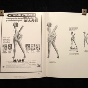 Original 1970 Mash Movie Press Sheet Robert Altman Donald Sutherland Sally Kellerman