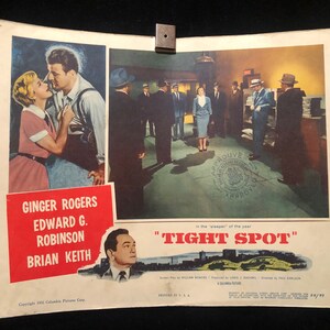 Original 1955 Tight Spot Movie Poster Lobby Card, Ginger Rogers, Edward G Robinson, Noir, Commedia