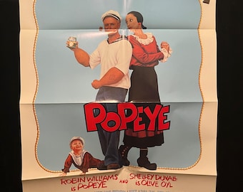Original 1980 Popeye One Sheet Movie Poster Robin Williams Shelley Duvall Walt Disney