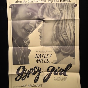 Póster original de la película Gypsy Girl One Sheet de 1966 Hayley Mills, Sexploitation