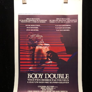 Póster original de la película belga Body Double de 1984 Brian De Palma, Melanie Griffith, Voyeur