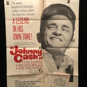 オリジナル 1969 ジョニー キャッシュ ワンシート映画ポスター、ボブ ディラン、ジューン カーター キャッシュ、カントリー、音楽、カウボーイ、カール パーキンス