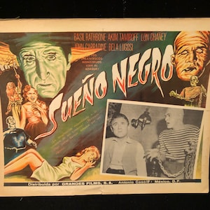 Originele 1956 The Black Sleep Mexican Lobby Card Film Poster, Bela Lugosi Lon Chaney Horror