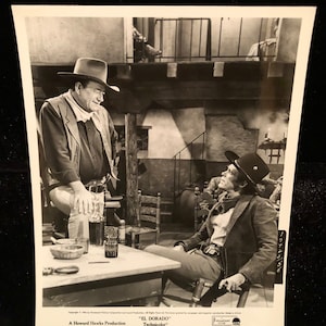 Original El Dorado 1966 8x10 Press Movie Black & White Photograph Cowboy Western Country John Wayne