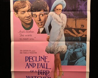 Original 1969 Decline And Fall Of A Bird Watcher One Sheet Movie Poster Sexploitation, Robert Harris