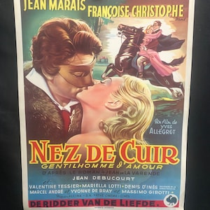 Original Lethernose belgischen Film Plakat 1952 Jean Marais, Yves Allegret
