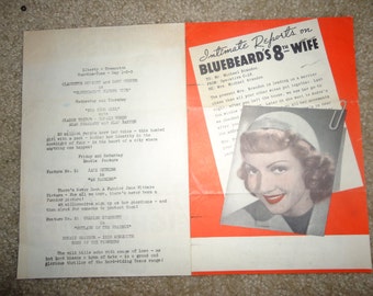 Original Bluebeard's Eighth Wife 1938 Herald Movie Poster Pressbook Gary Cooper, Claudette Colbert