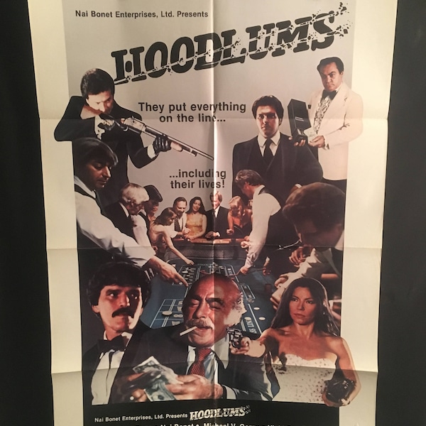 Original 1980 Hoodulms One Sheet Movie Poster, Tony Page, Al Capone, Mob, Cartel, Gangster