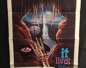 Original 1974 It Lives By Night AKA Bat People One Sheet Movie Poster, Horror, Cult Classic, Stewart Moss