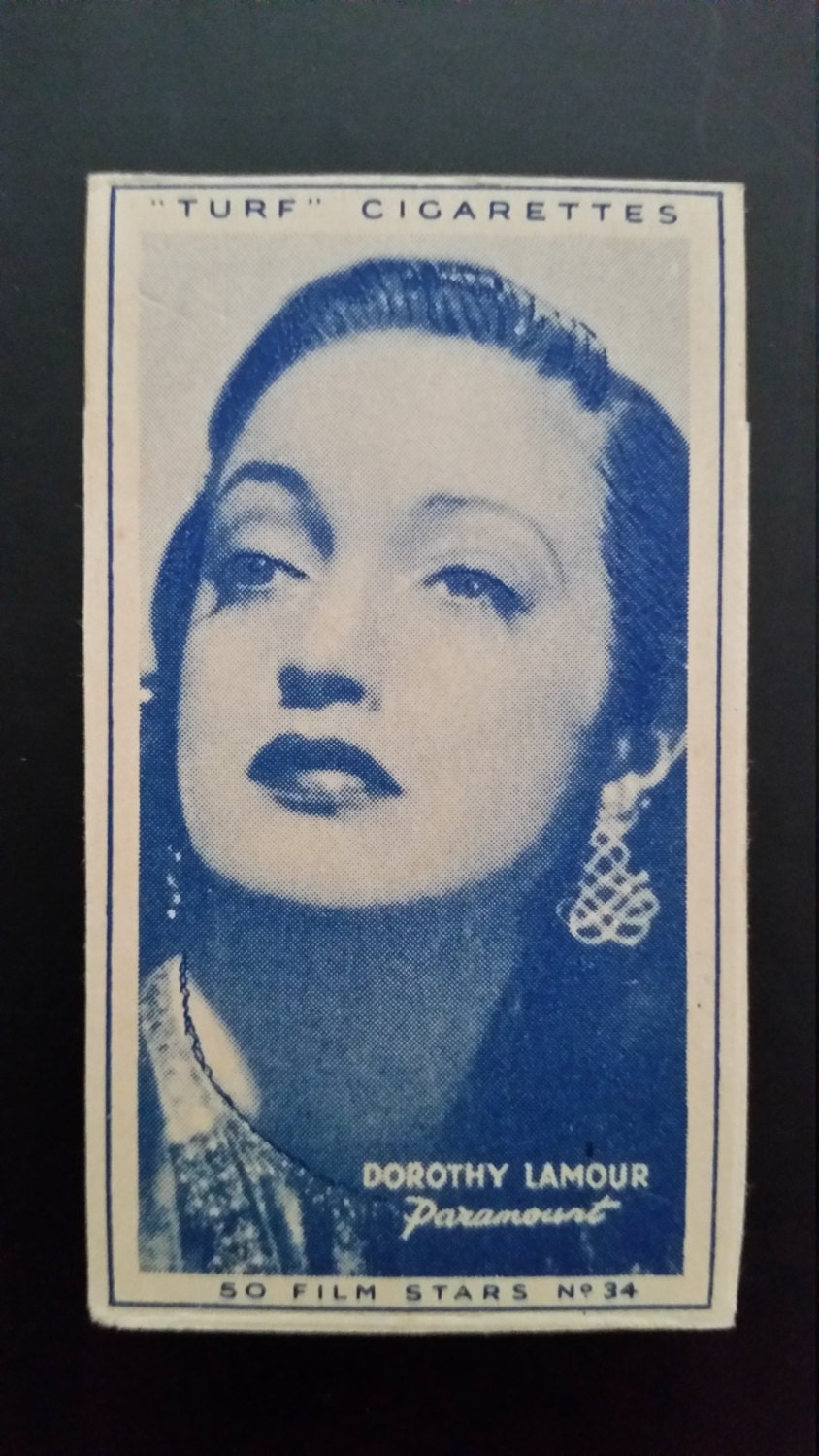 Original 1947 Dorothy Lamour Turf Cigarette Card, Vintage, Hollywood,  Movie, Poster, Star, Paramount