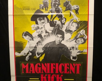 Original 1980 Magnificent Kick One Sheet Movie Poster, Karate, Kung Fu, Artes Marciales, Daniel Lau