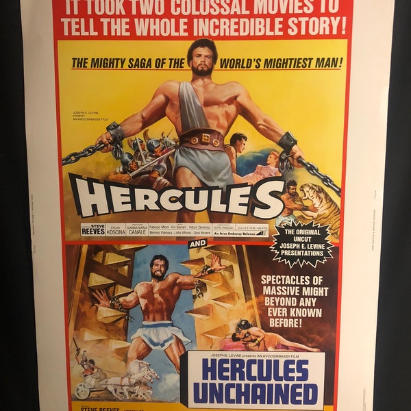 Original 1973 Hercules, Hercules Unchained 30x40 Movie Poster, Steve Reeves