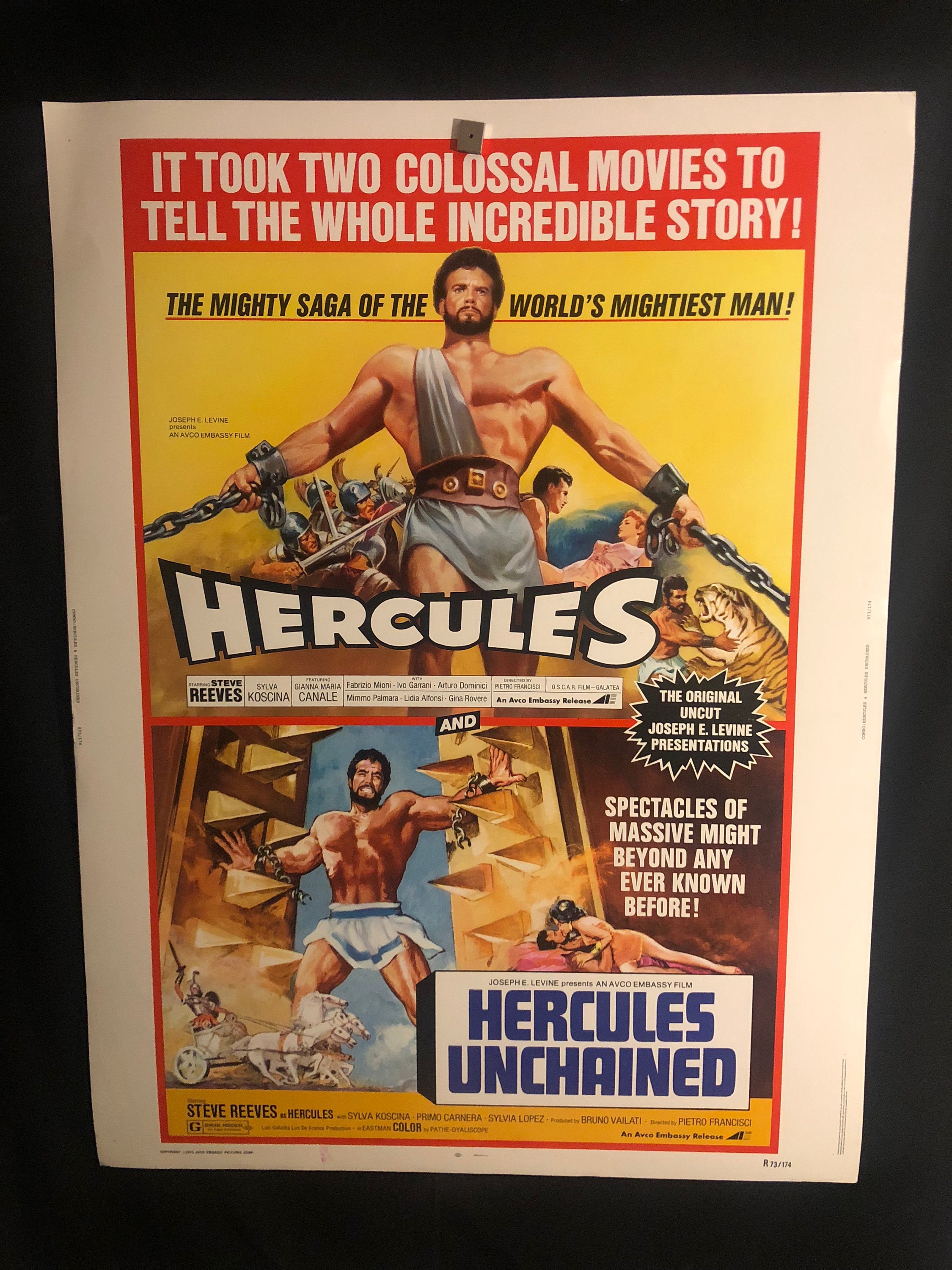 Original 1973 Hercules, Hercules Unchained 30x40 Movie Poster