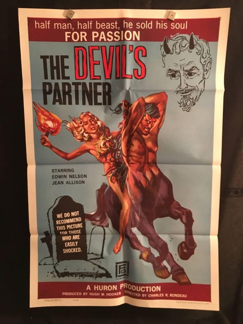 Original 1961 The Devil's Partner One Sheet Movie Poster, Jean Allison, Black Magic, Centaur, Devil image 1