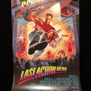 Original 1993 Último héroe de acción cartel de la película belga Arnold Schwarzenegger