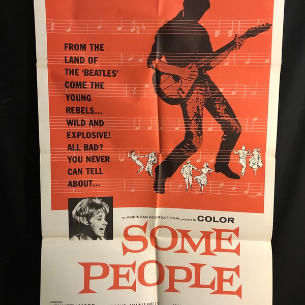 Original 1964 Some People One Sheet Movie Poster, The Beatles, Rock & Roll, Music, British, Kenneth More, Brit Pop