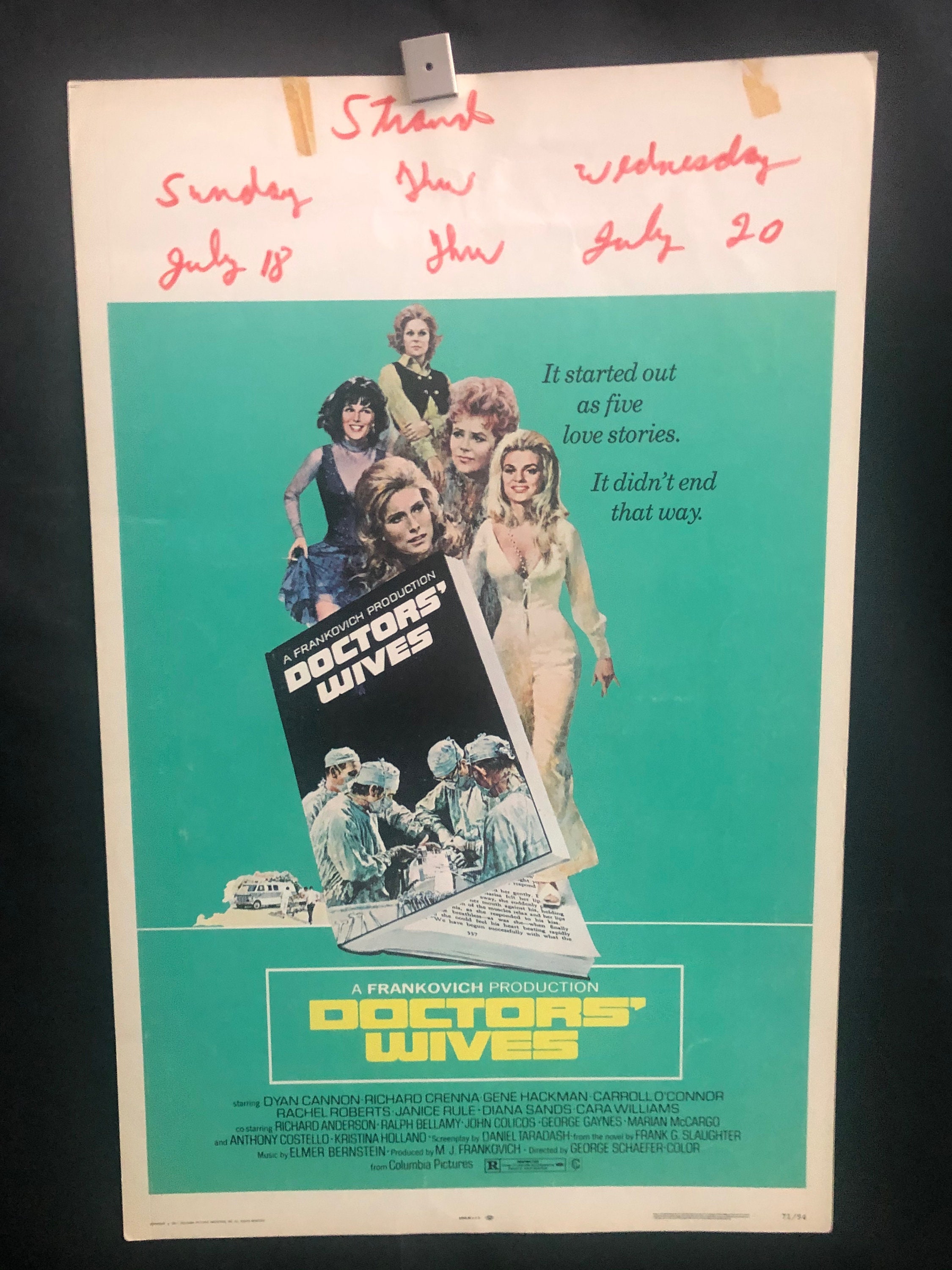 Original 1971 Doctors Wives Window Card Movie Poster Gene - Etsy