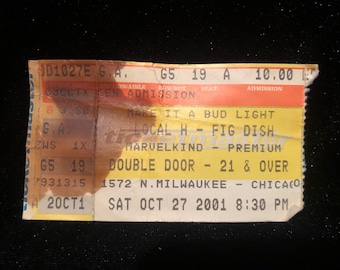 Original 2001 Local H 27 octobre 2001 Double Door Chicago Halloween Show dans le rôle de Tom Petty Ticket Stub, Fig Dish