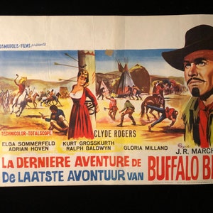 Original 1965 Seven Hours Of Gunfire Belgian Movie Poster Clyde Rogers, Buffalo Bill, Western, Cowboy