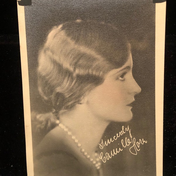 Original 1920 Camilla Horn Movie Fan Club Black and White 4x6 Photo Photograph, Facsimile Signature Autograph, Silent Era Film Star