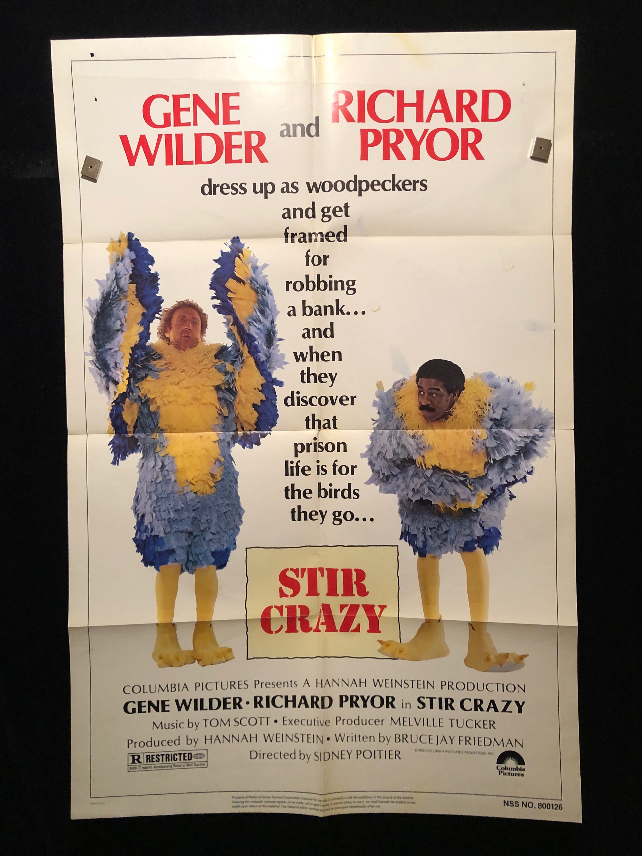 Original 1980 Stir Crazy One Sheet Movie Poster, Comedy, Gene