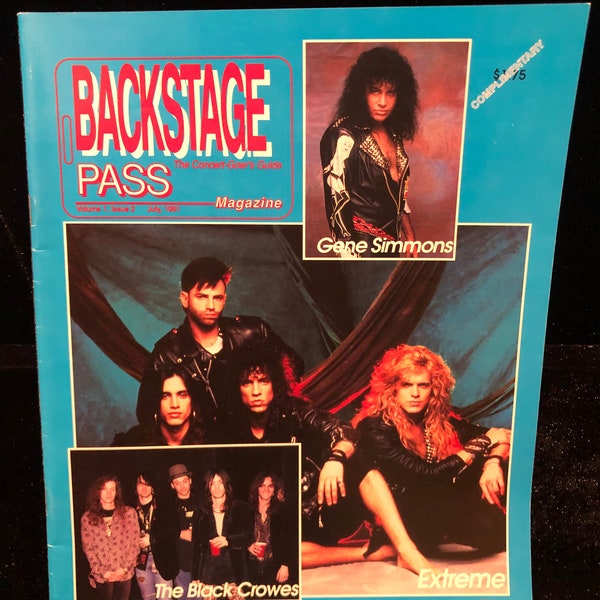 Original Backstage Pass Magazine Issue 2 Kiss Gene Simmons Extreme Black Crowes July 1991