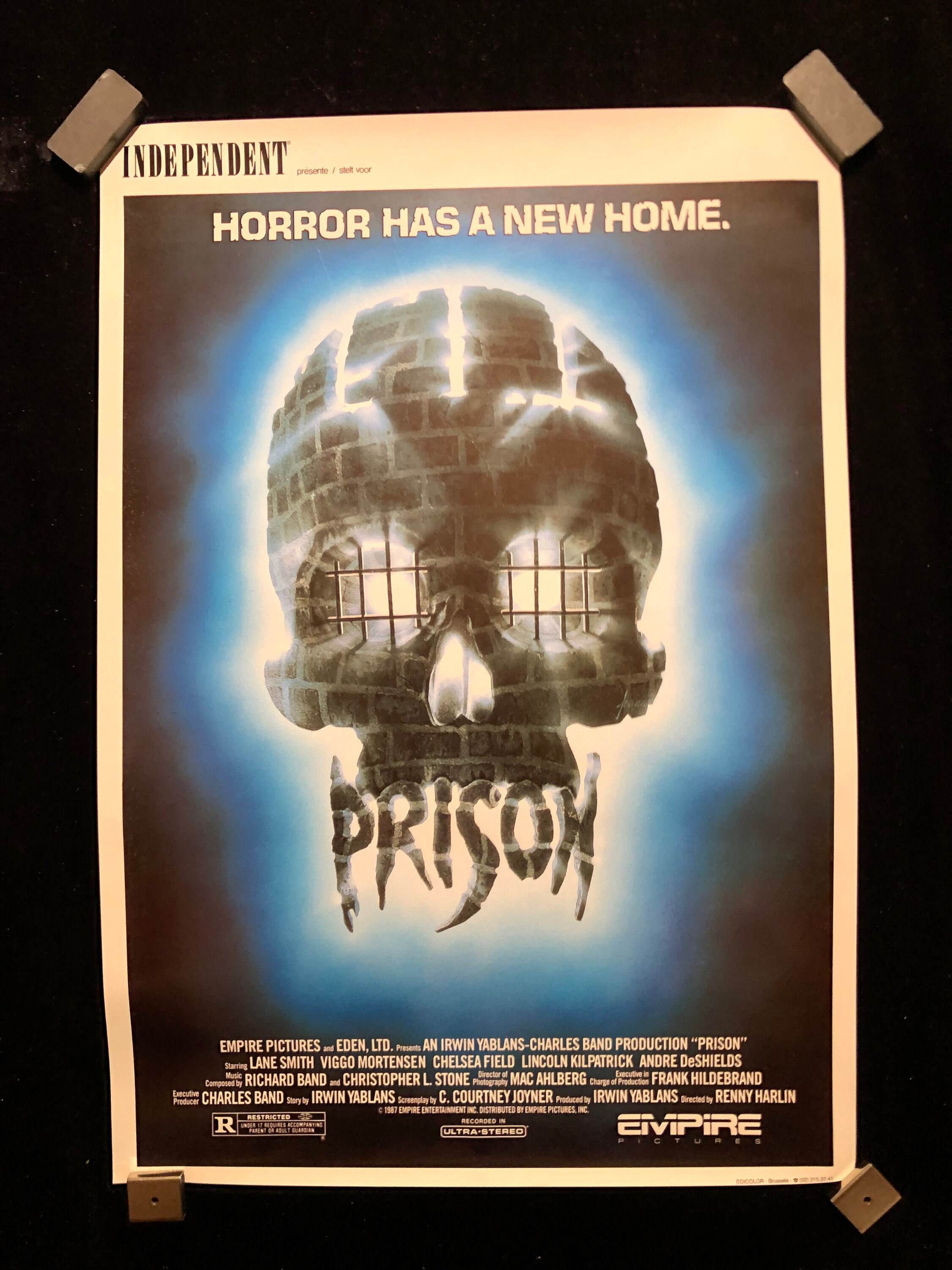 Original 1988 Prison Belgian Movie Poster Horror, Viggo Mortensen, Skull  Jail