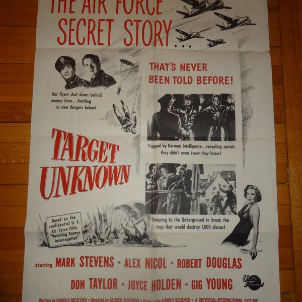 Original 1951 Military Target Unknown One Sheet Movie Poster WW2 Army Mark Stevens Joyce Holden