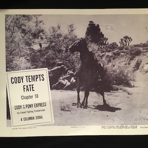 Original 1950 Cody Of The Pony Express Lobby Card Movie Poster Chapter 10 Cody Tempts Fate, Jock Mahoney, Cowboy, Western, Country