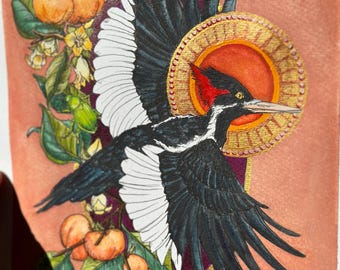 Keep the Faith Ivory-billed Woodpecker watercolor painting