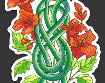 Climb On! Green Snake Sticker