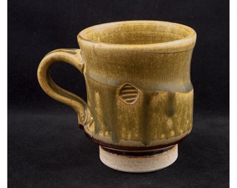 Mug, Gold, Stoneware, Wheel Thrown, Ready to Ship, Birthday Gift, Free Shipping