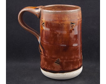 Taza marrón de gres hecha a mano, lista para enviar, regalo de cumpleaños, envío gratis