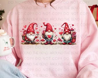 Valentine Gnome Trio PNG Digital Download for Valentine's Day Cute Gnomies