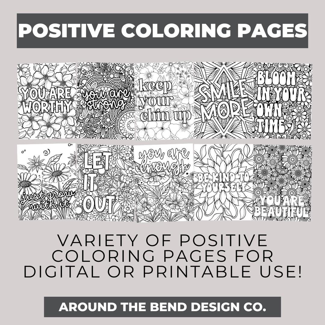 Positive Coloring Pages PDF Digital Download Printable - Etsy