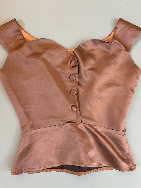 Vintage 50s 60s Satin Lord and Taylor Top - image 1