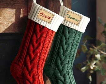 Personalized Christmas Stocking with Name, Knitted Family Stockings, Custom Holiday Stocking 2025, Xmas Decor Gift