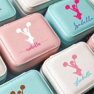 Cheerleader Gift Girls Cheerleading Gift Girl Travel Jewelry Case Cheer Team Gift Cheer Mom Cheerleader Leading Jewelry box personalized