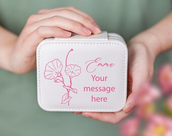 Bridesmaid Gifts Jewelry box for women jewelry box for girls personalized womens jewelry box Birth Flower Gift for Her Birthday Gift