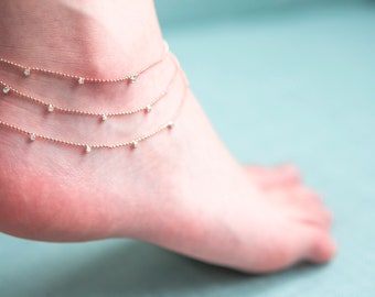 Rose gold layered anklet, foot jewelry, minimalist jewelry, cute anklet, simple jewelry, rose gold anklet, layered anklet