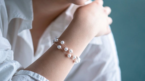 Rose Gold Bracelet, Rose Gold Pearl Bracelets, Bridesmaid Bracelets, Rose Gold Bracelets, Pearl Bracelets, Pearl Bracelet, Wedding Jewelry