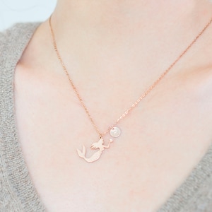 Mermaid, Mermaid Necklace, Mermaid Jewelry, Fantasy Jewelry, Sister Gift, Nautical Jewelry, bff gift, minimal, Rose gold necklace, Mermaid